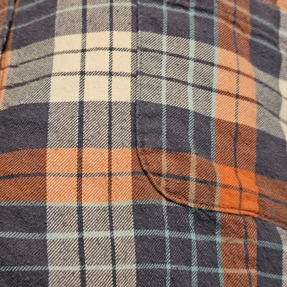 L.L. Bean Blue and Orange Plaid Button Down Shirt - Picture 6 of 10